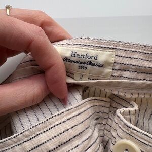 Hartford Beige and Black Striped pants linen